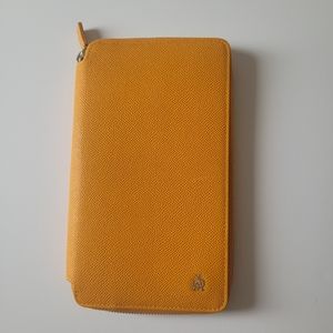Alfred Dunhill Long Zip Around Agenda Coat Wallet in Yellow Coated Grain Leather